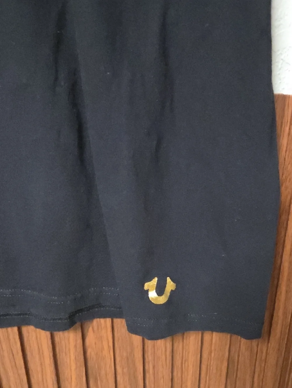 True Religion Black Short-Sleeve Crewneck Tee with Gold Logo